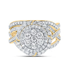 14K Yellow Gold Diamond Fashion Flower Bridal Set 1 1/5 Cttw - Splendid Jewellery