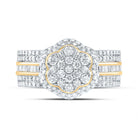 14K Yellow Gold Diamond Fashion Flower Ring 1 Cttw - Splendid Jewellery