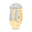 14K Yellow Gold Diamond Fashion Flower Ring 1 Cttw - Splendid Jewellery