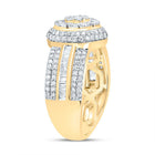 14K Yellow Gold Diamond Fashion Flower Ring 1 Cttw - Splendid Jewellery
