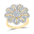 14K Yellow Gold Diamond Fashion Flower Ring 1 Cttw - Splendid Jewellery