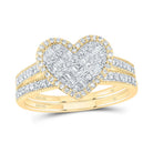 14K Yellow Gold Diamond Fashion Heart Bridal Set 1/2 Cttw - Splendid Jewellery