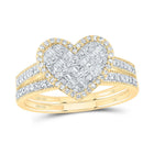 14K Yellow Gold Diamond Fashion Heart Bridal Set 1/2 Cttw - Splendid Jewellery