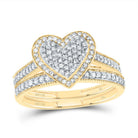 14K Yellow Gold Diamond Fashion Heart Bridal Set 3/8 Cttw - Splendid Jewellery