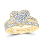 14K Yellow Gold Diamond Fashion Heart Bridal Set 3/8 Cttw - Splendid Jewellery