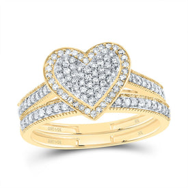14K Yellow Gold Diamond Fashion Heart Bridal Set 3/8 Cttw - Splendid Jewellery