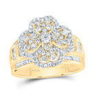 14K Yellow Gold Diamond Fashion Heart Clover Ring 1 3/8 Cttw - Splendid Jewellery