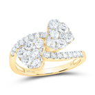 14K Yellow Gold Diamond Fashion Heart Cuff Ring 1 1/5 Cttw - Splendid Jewellery