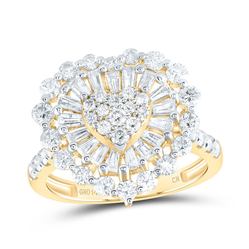14K Yellow Gold Diamond Fashion Heart Ring 1 7/8 Cttw - Splendid Jewellery