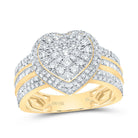 14K Yellow Gold Diamond Fashion Heart Ring 1 Cttw - Splendid Jewellery