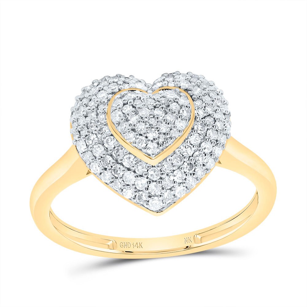 14K Yellow Gold Diamond Fashion Heart Ring 1/2 Cttw - Splendid Jewellery
