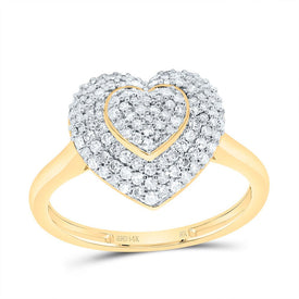 14K Yellow Gold Diamond Fashion Heart Ring 1/2 Cttw - Splendid Jewellery