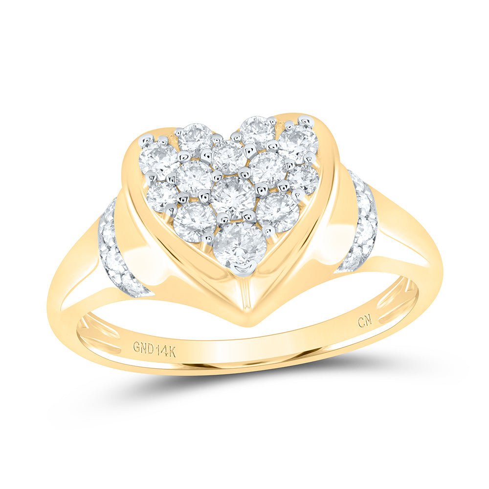 14K Yellow Gold Diamond Fashion Heart Ring 1/2 Cttw - Splendid Jewellery