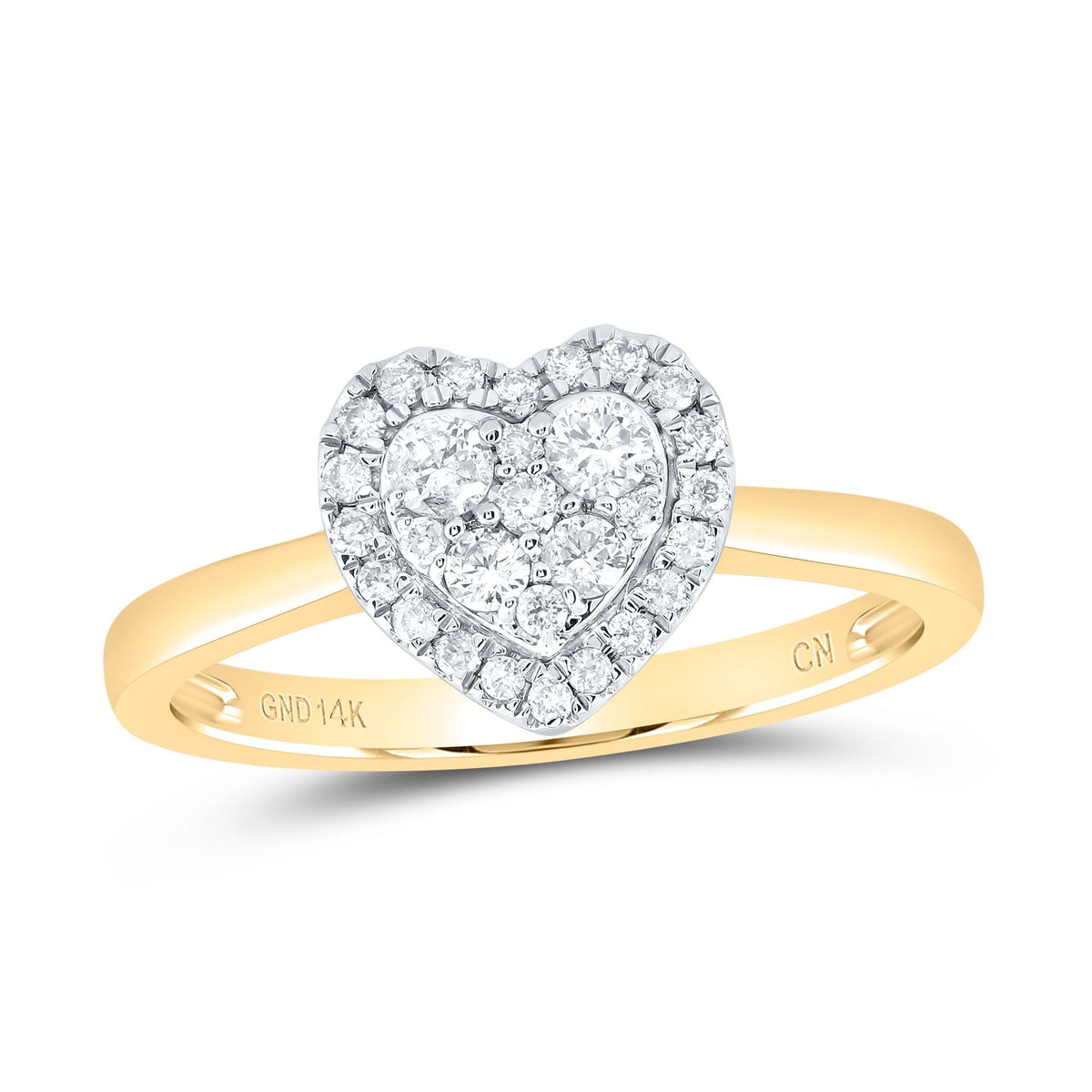 14K Yellow Gold Diamond Fashion Heart Ring 1/3 Cttw - Splendid Jewellery