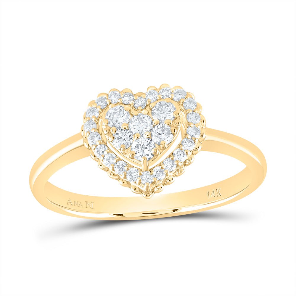 14K Yellow Gold Diamond Fashion Heart Ring 1/3 Cttw - Splendid Jewellery