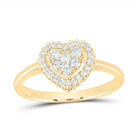 14K Yellow Gold Diamond Fashion Heart Ring 1/3 Cttw - Splendid Jewellery