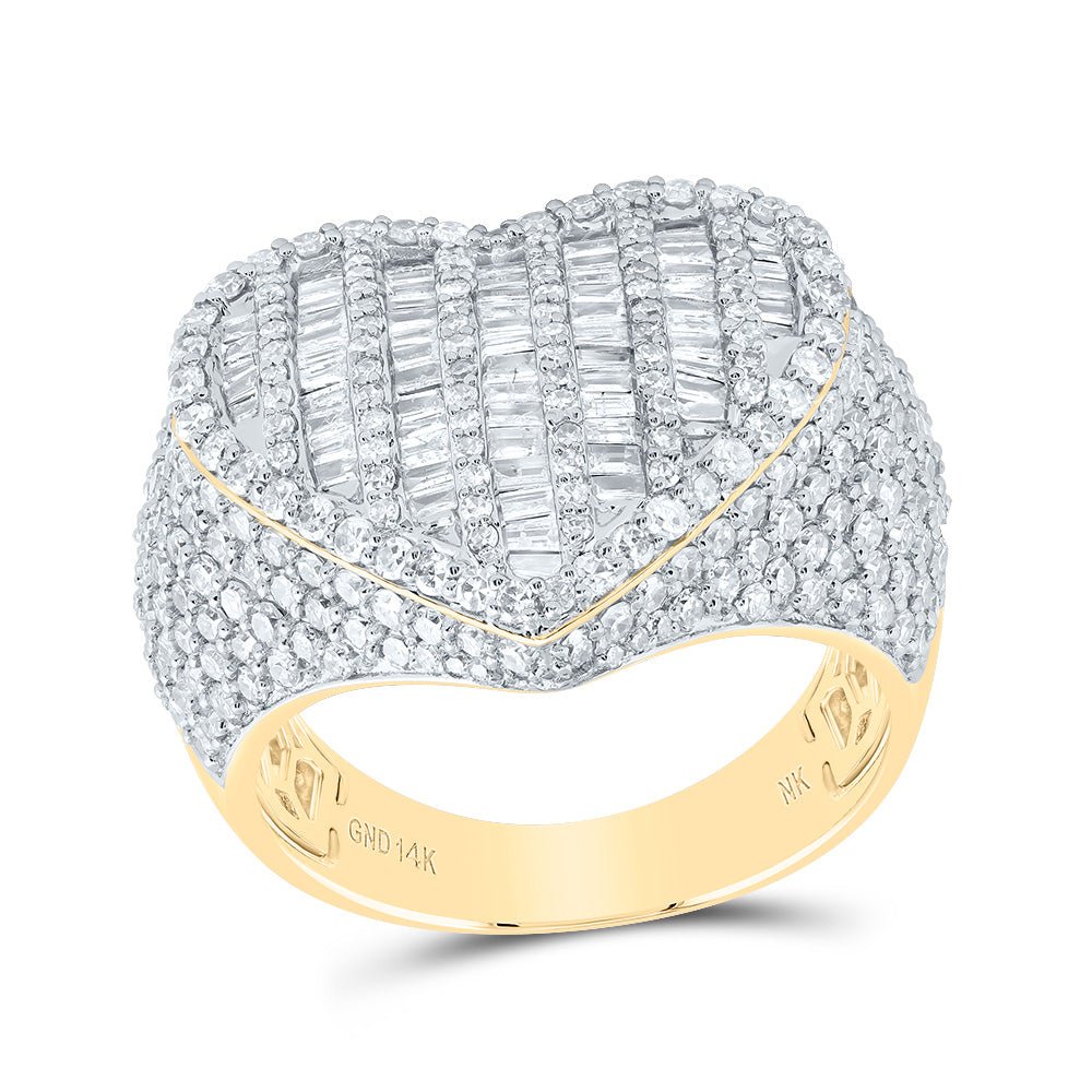 14K Yellow Gold Diamond Fashion Heart Ring 2 1/4 Cttw - Splendid Jewellery