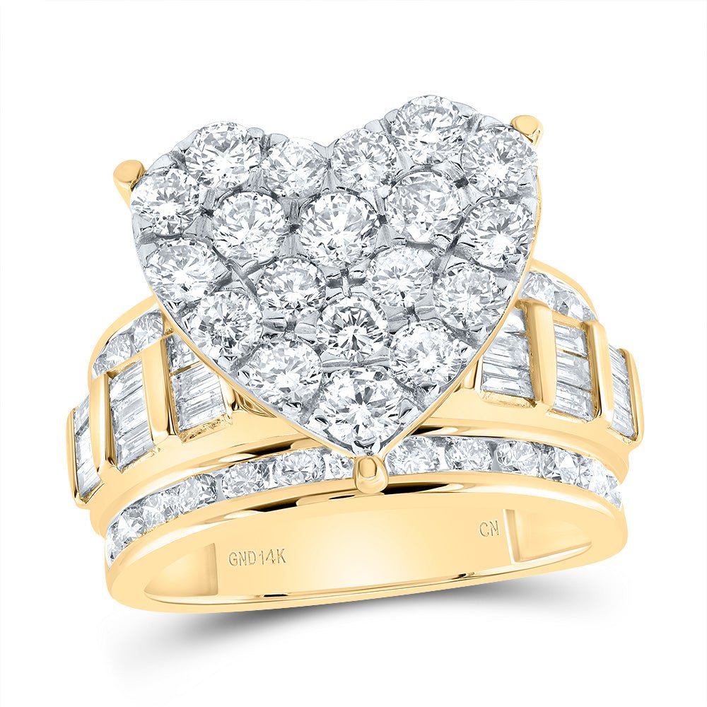 14K Yellow Gold Diamond Fashion Heart Ring 3 Cttw - Splendid Jewellery