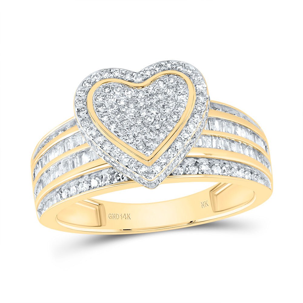 14K Yellow Gold Diamond Fashion Heart Ring 7/8 Cttw - Splendid Jewellery