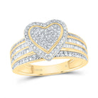 14K Yellow Gold Diamond Fashion Heart Ring 7/8 Cttw - Splendid Jewellery