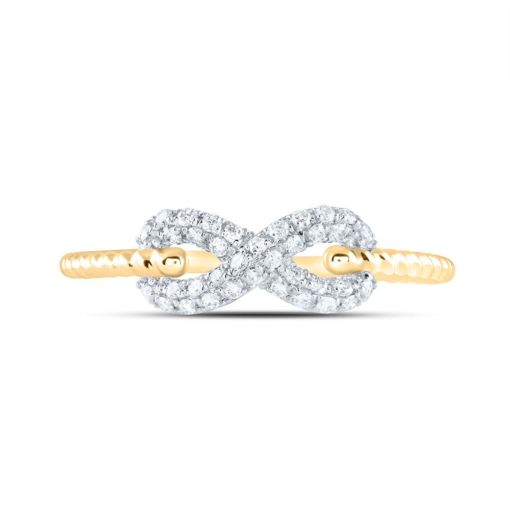 14K Yellow Gold Diamond Fashion Infinity Ring 1/5 Cttw - Splendid Jewellery