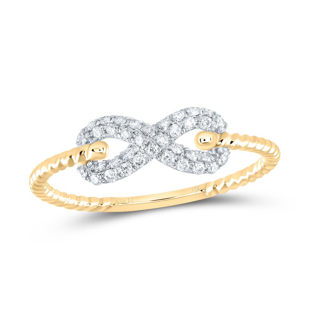 14K Yellow Gold Diamond Fashion Infinity Ring 1/5 Cttw - Splendid Jewellery