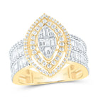 14K Yellow Gold Diamond Fashion Marquise Baguette Bridal Ring 1 3/4 Cttw - Splendid Jewellery