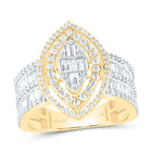14K Yellow Gold Diamond Fashion Marquise Baguette Bridal Ring 1 3/4 Cttw - Splendid Jewellery