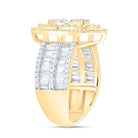 14K Yellow Gold Diamond Fashion Marquise Baguette Bridal Ring 1 3/4 Cttw - Splendid Jewellery