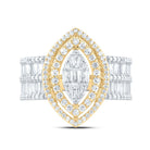 14K Yellow Gold Diamond Fashion Marquise Baguette Bridal Ring 1 3/4 Cttw - Splendid Jewellery