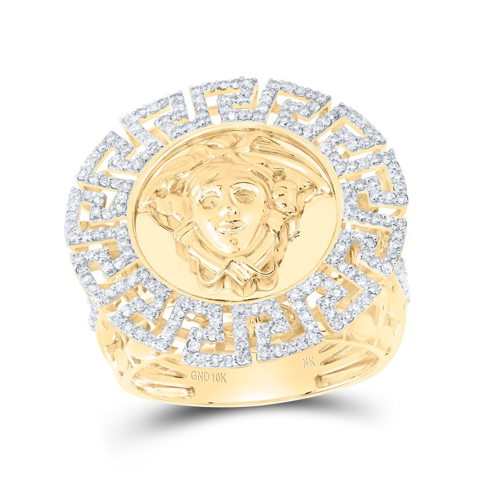 14K Yellow Gold Diamond Fashion Medusa Women's Ring 7/8 Cttw - Splendid Jewellery