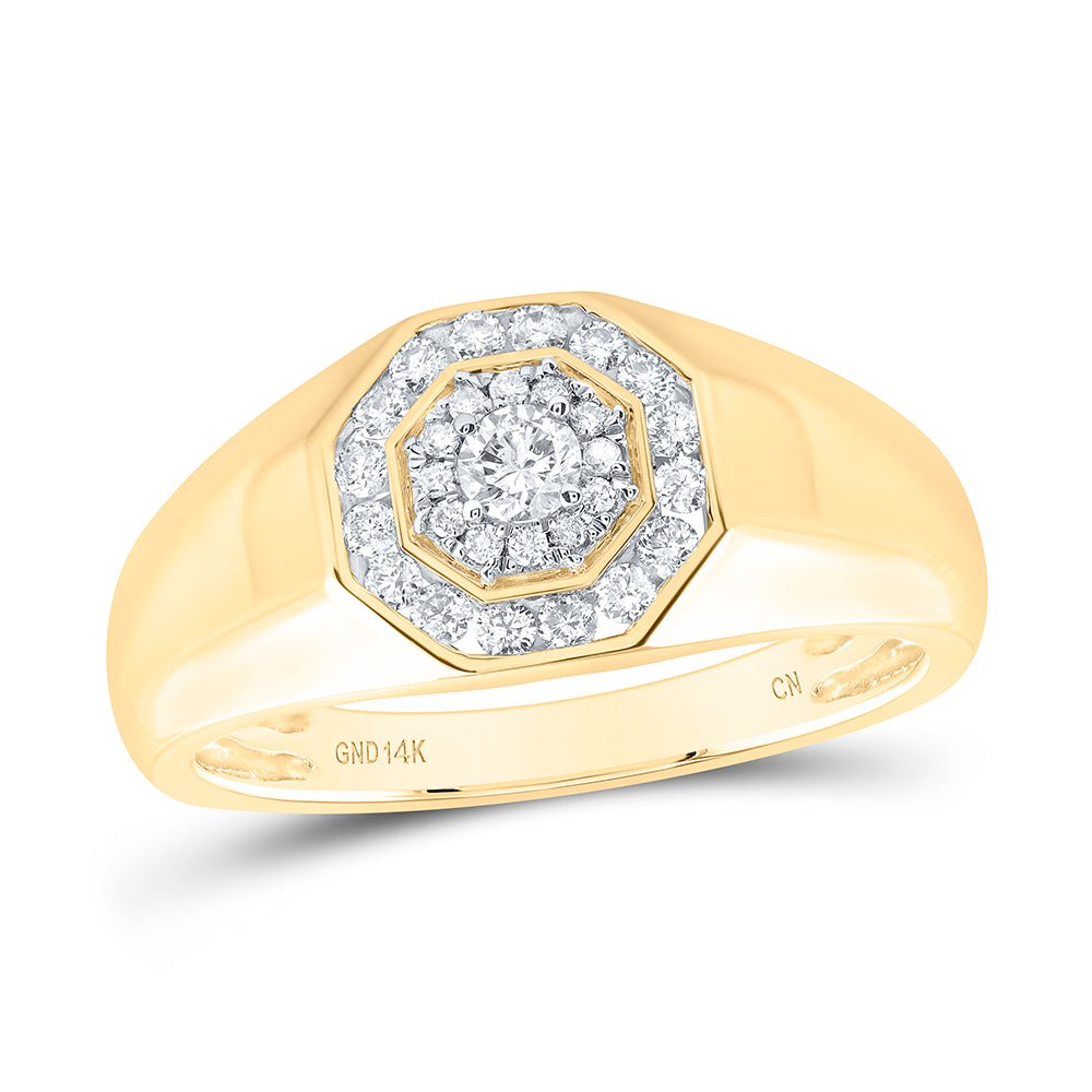 14K Yellow Gold Diamond Fashion Men's Ring 1/2 Cttw - Splendid Jewellery