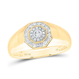 14K Yellow Gold Diamond Fashion Men's Ring 1/2 Cttw - Splendid Jewellery