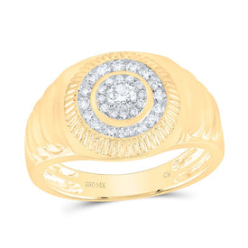14K Yellow Gold Diamond Fashion Men's Ring 1/2 Cttw - Splendid Jewellery