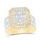 14K Yellow Gold Diamond Fashion Octagon Baguette Bridal Ring 1 1/2 Cttw - Splendid Jewellery