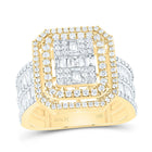 14K Yellow Gold Diamond Fashion Octagon Baguette Bridal Ring 1 1/2 Cttw - Splendid Jewellery