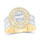 14K Yellow Gold Diamond Fashion Oval Baguette Bridal Ring 1 5/8 Cttw - Splendid Jewellery