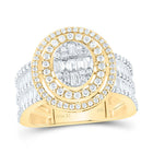14K Yellow Gold Diamond Fashion Oval Baguette Bridal Ring 1 5/8 Cttw - Splendid Jewellery