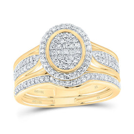 14K Yellow Gold Diamond Fashion Oval Bridal Set 1/2 Cttw - Splendid Jewellery