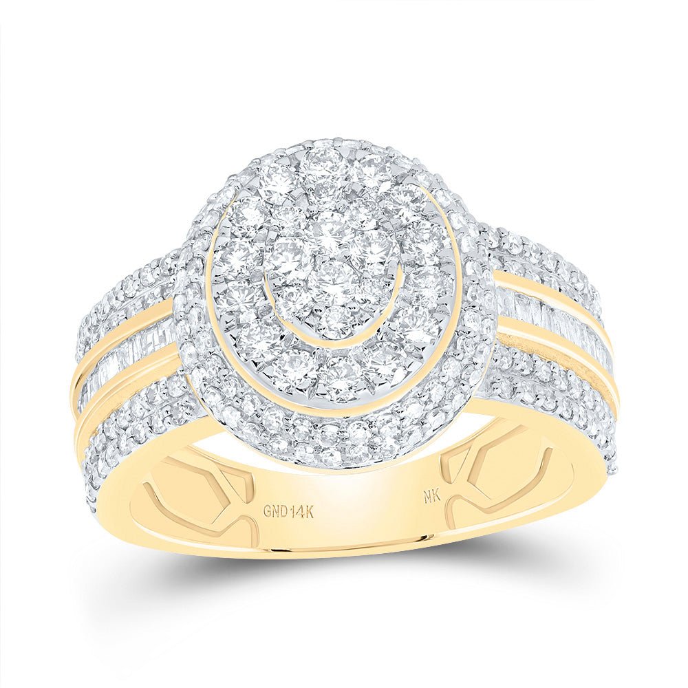 14K Yellow Gold Diamond Fashion Oval Ring 1 1/4 Cttw - Splendid Jewellery
