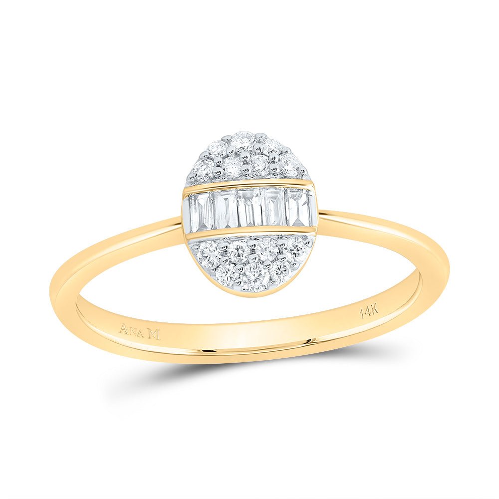 14K Yellow Gold Diamond Fashion Oval Ring 1/4 Cttw - Splendid Jewellery
