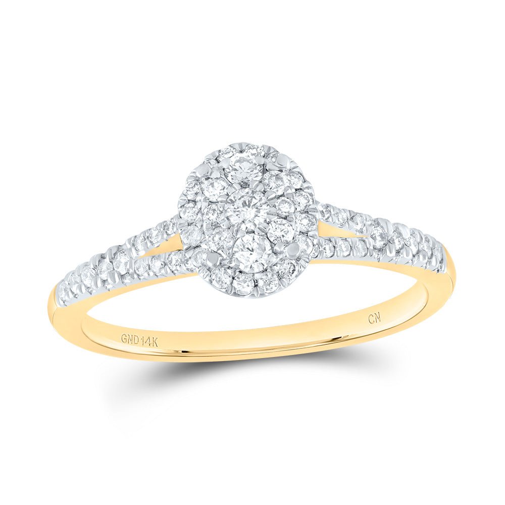 14K Yellow Gold Diamond Fashion Oval Ring 3/8 Cttw - Splendid Jewellery