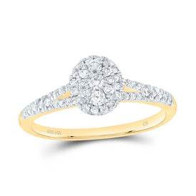 14K Yellow Gold Diamond Fashion Oval Ring 3/8 Cttw - Splendid Jewellery
