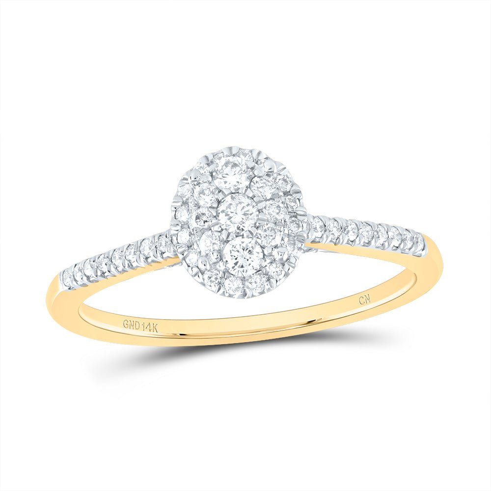 14K Yellow Gold Diamond Fashion Oval Ring 3/8 Cttw - Splendid Jewellery