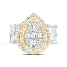 Load image into Gallery viewer, 14K Yellow Gold Diamond Fashion Pear Baguette Bridal Ring 1 3/8 Cttw - Splendid Jewellery