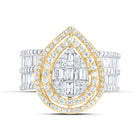 14K Yellow Gold Diamond Fashion Pear Baguette Bridal Ring 1 3/8 Cttw - Splendid Jewellery