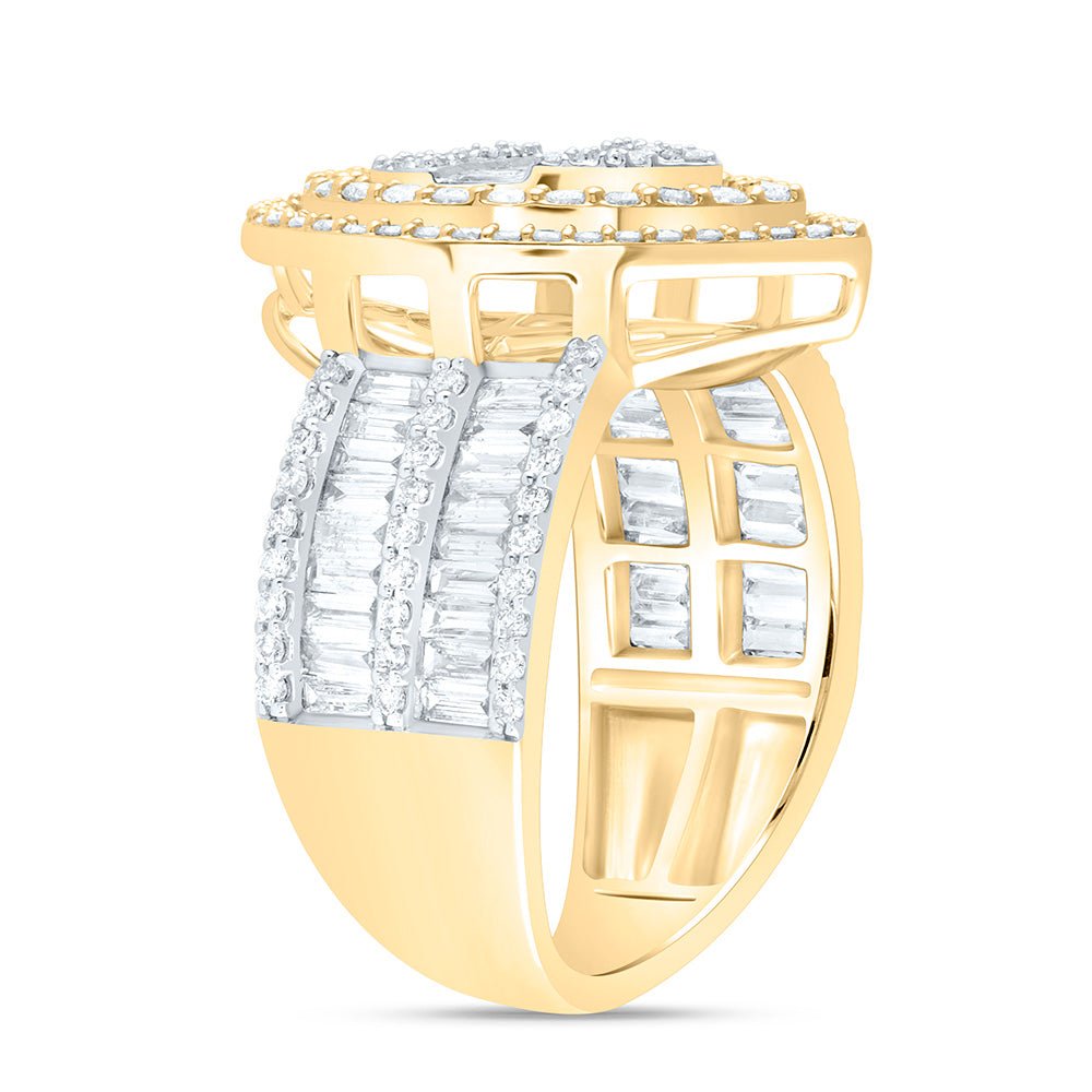 14K Yellow Gold Diamond Fashion Pear Baguette Bridal Ring 1 3/8 Cttw - Splendid Jewellery