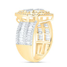 14K Yellow Gold Diamond Fashion Pear Baguette Bridal Ring 1 3/8 Cttw - Splendid Jewellery