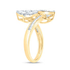 14K Yellow Gold Diamond Fashion Pear Cuff Ring 1 3/8 Cttw - Splendid Jewellery