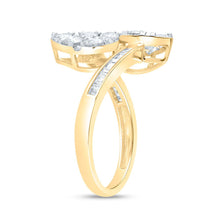 Load image into Gallery viewer, 14K Yellow Gold Diamond Fashion Pear Cuff Ring 1 3/8 Cttw - Splendid Jewellery